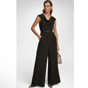 Donna Karan New York Elegant Black Jumpsuit wide leg
